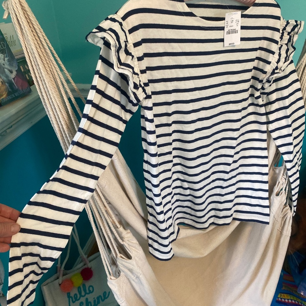 J crew long sleeved girls shirt with ruffle